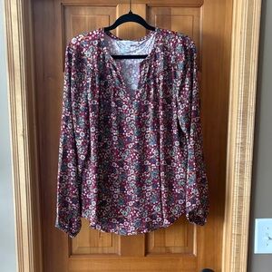 LOFT Red Floral Blouse